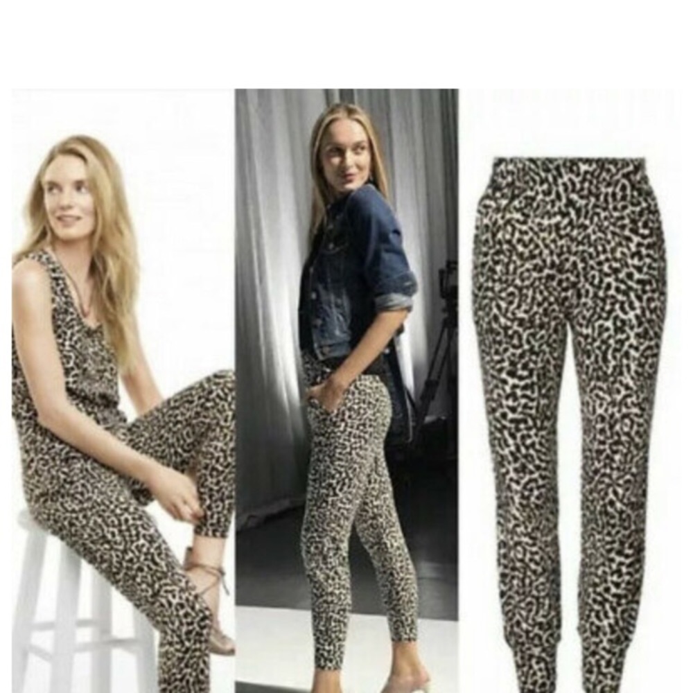 Cabi Pivot Spotter Leopard Jogger Pants Lounge Casual 5680 Elastic Waist Small